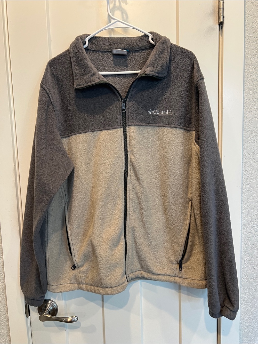 Columbia Two-Tone Full-Zip Fleece Jacket - Gray & Khaki